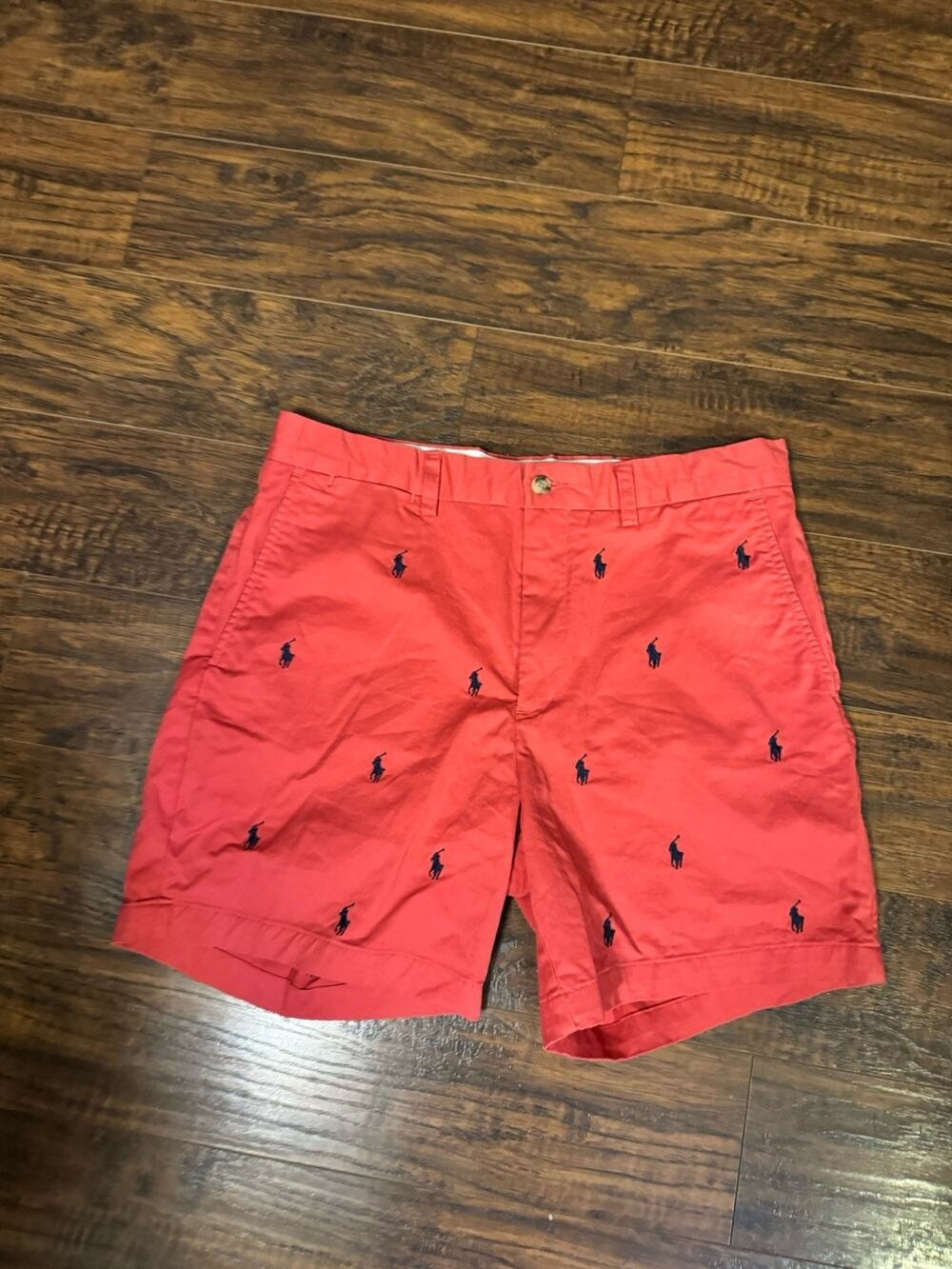 Polo Ralph Lauren Men's Embroidered Pony Chino Shorts 32 Red Cotton Preppy